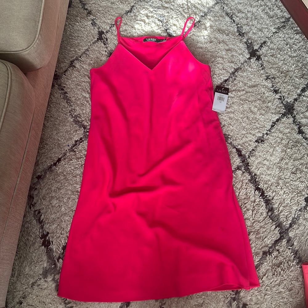 NWT Lauren Ralph Lauren pink dress with pockets! Size 10